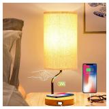 Bedside Table Lamp, Wireless Charger & USB Port