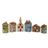 Village Houses and Church LED Tea Light Set