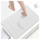 OTHWAY Quick Dry Bath Mat Stone Absorb(White Grey)