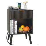 Black Nightstand, 15.9"W x 11.8"D x 23.6"H