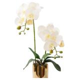 White Faux Orchids with Ceramic Vase Decor