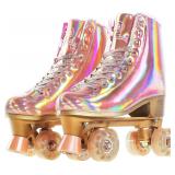 JajaHoho Roller Skates, Holographic High Top, Pink