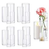 Glass Cylinder Vases 4,6,8,10 Inch Tall, 16 Pack