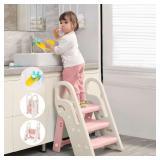 Onasti Foldable Toddler Step Stool, Pink