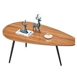 SAYGOER Small Rustic Oval Accent Table, Walnut Oak