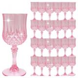 Plastic Wine Glasses, Vintage Pink (24)