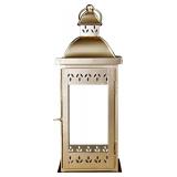 Hosley 15 Inch Large Clear Glass Lantern Gold