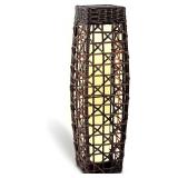 Solar Floor Lamp, Resin Wicker Lantern