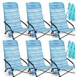 6 Pack Low Beach Chairs, Portable Lightweight