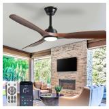 52 Inch Outdoor Fan: Walnut, Light, Remote, Quiet