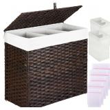 GREENSTELL 125L Laundry Hamper with Lid, Brown