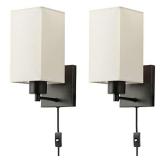 KOONTING  Wall Sconce Set of 2, Beige Fabric