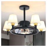26 Inch Black Ceiling Fan with Light & Remote.