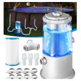 1000 GPH Light-Up Pool Filter Pump, Blue LED Light