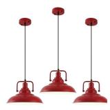Red Farmhouse Pendant Lights, 3 Packs, Metal