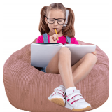 Classic Bean Bag Chair with Faux Rabbit Fur Cover