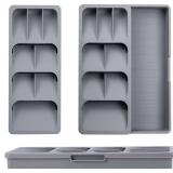 Silverware Drawer Organizer with Expandable Tray