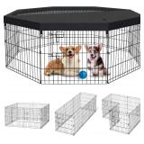 Dog Pen Playpen, 8 Panels, 24 Inch (Grey Cover)