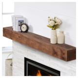 DarkWalnut Rustic Floating Mantel 66' L