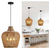Rattan Pendant Light 18.9' 3-Light Boho Chandelier