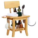 Ollieroo Two-Tier Bamboo Shower Chair, Bath Seat