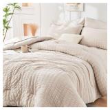 HYMOKEGE Beige Queen Comforter Set 7-Pcs Bag
