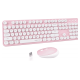 UBOTIE Wireless Keyboard & Mouse (Pink-White)