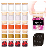 SAIOOL 20 Pack Mini Spice Jars with Wood Lid