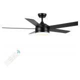 YUHAO 52' Black Ceiling Fan with Light and Remote