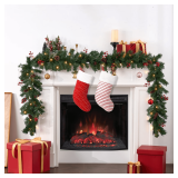 9FT Christmas Pine Garland with 50LED Lights
