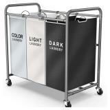 ROMOON Laundry Sorter 3-Section Hamper (130L)