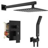 SR SUN RISE Black Square Shower Set, Wall Mount