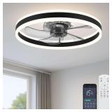 Fszdorj 20' Ceiling Fan with Light, DC Black