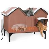 Heated Outdoor Cat House 30' XL Weatherproof Brown