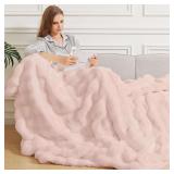 ORINOVA Pink Faux Fur Twin Blanket 60x80 860 GSM