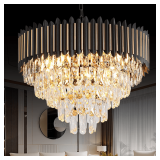 Black & Gold Crystal Chandelier 23.6' 12-Light