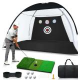 Golf Net 10x7ft Practice Net with Mat & Targets