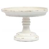 Rustic White Wood Pedestal Tray Stand