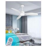 White 48' Ceiling Fan with Lights, Remote