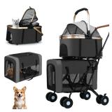 Pet Stroller for Dogs & Cats, Foldable (Black)