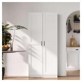 White Tall Kitchen Pantry Cabinet with Doors