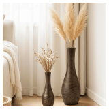 Floor Vase Home Decor Set of 2, Wood, Dark