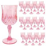 24-Piece Pink Plastic Wine Glasses, Reusable Cups