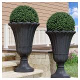 23' Tall Planters Set of 2, Drainage Holes, Black
