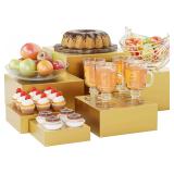 Metal Buffet Risers 6pcs 5-10in Gold Cube Risers