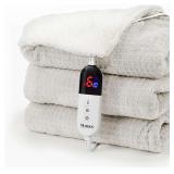 Heated Electric Blanket Twin Waffle 62x84 Beige