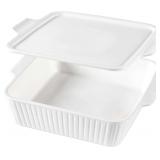 Dizada 10' Square Casserole Dish with Lid, 2.6 Qt