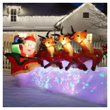 Lewondr 10.8 ft LED Santa Sleigh Inflatable