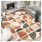 MUJOO 9x12 Area Rug, Washable, Non-Slip, Boho
