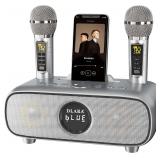 Karaoke Machine with Bluetooth & 2 UHF Mic, Grey
